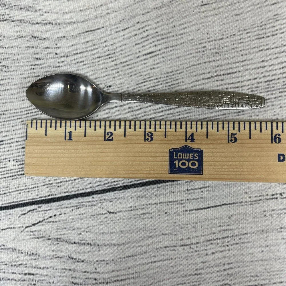 Vintage TWA Airline Stainless Steel Basketweave Teaspoon 6